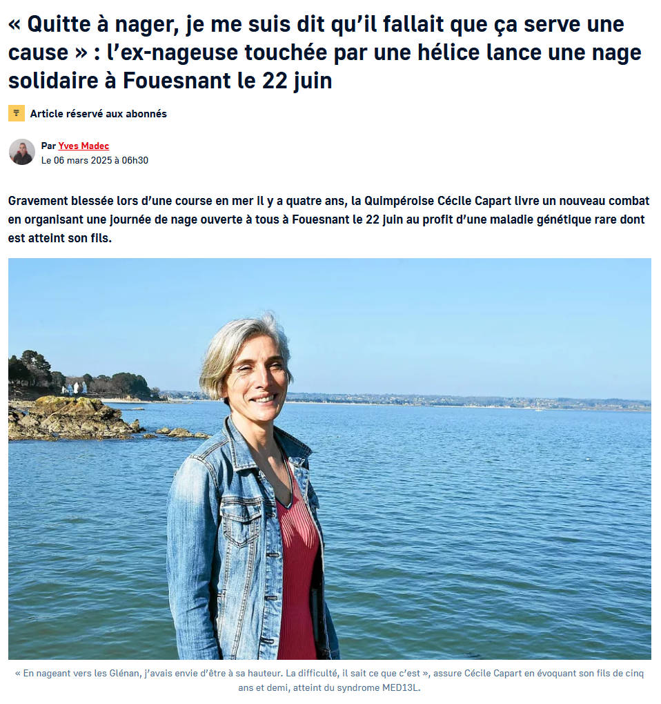 Cécile Capart lance une nage solidaire à Fouesnant